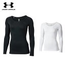 UNDER ARMOUR アンダーアーマー レディース ゴルフウェア カットソー UAヒートギア コンプレッション ロングスリーブ クルーネック シャツ 1384844 24SS 春夏 4wayストレッチ 水分コントロール 消臭効果 UPF ポリエステル ポリウレタン