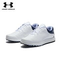 UNDER ARMOUR アンダーアーマー レディース ゴルフ シューズ UAチャージド ブリーズ2 スパイクレス 3026403 24SS 春夏 通気性 サポート力 軽量 防水性 反発性 耐久性 軽量 グリップ性 合成皮革 合成樹脂 合成ゴム ホワイトネイビー