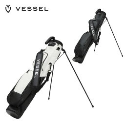 【P10倍】VESSEL ベゼル メンズ ゴルフ クラブケース PENCIL BAG BK 24SS ミニスタンドバッグ 3ポケット マグネットポケット 止水ジッパー クラブ5から6本収納可 合成皮革 ブラック ホワイトブラック