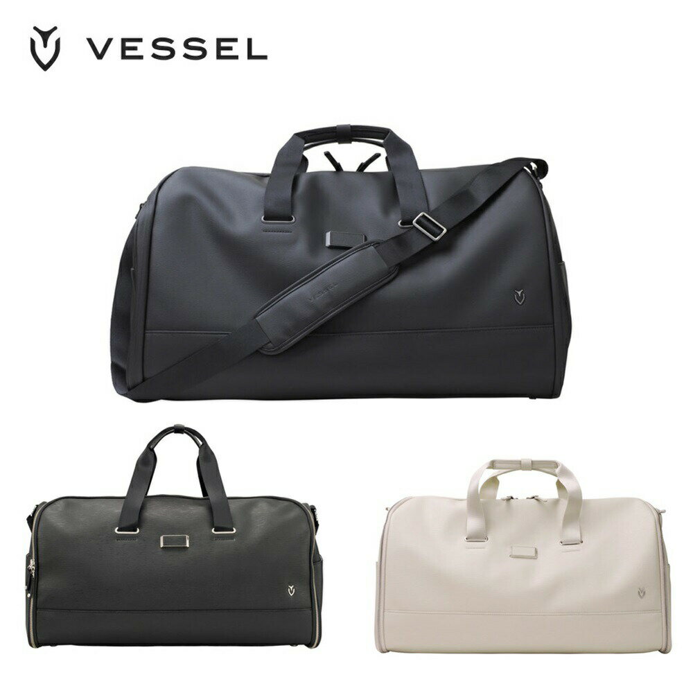 VESSEL ベゼル メンズ ゴルフ ボストンバッグ Signatuer 2.0 Garment Duffle 2022 24SS ガーメントタイプ 抗菌素材 合成皮革 ぺブルブラック トラックブラック トラックストーン