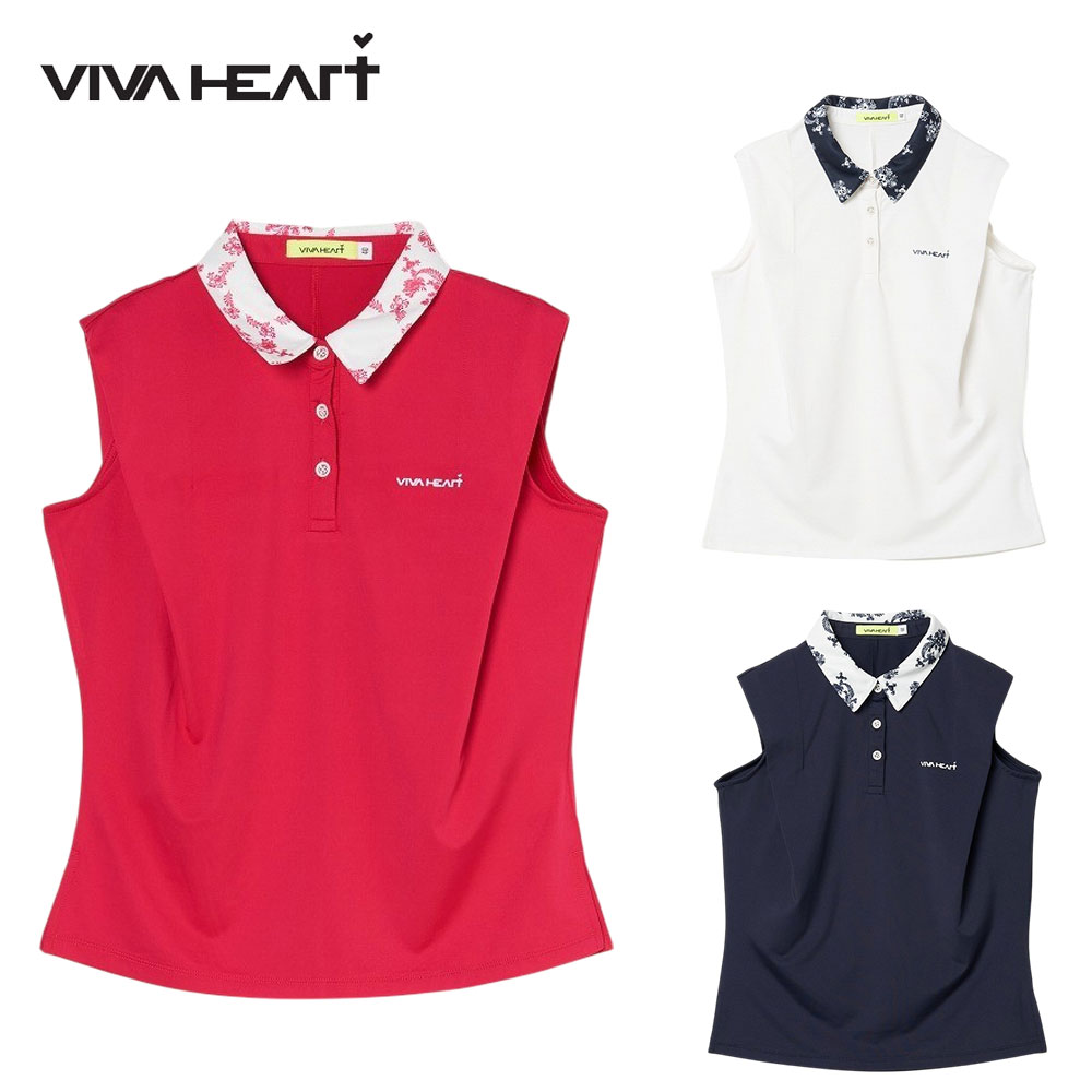【セール】 VIVA HEART ビバハート レディース ゴルフウェア ノースリーブ ボタニカル高機能ベア天 ノースリーブシャツ 01223470 25SS 春夏 吸水速乾 UVカット 接触冷感 抗菌防臭 機能性 清涼感 ポリエステル ポリウレタン