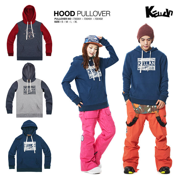 【土日もあす楽】【送料無料】【代引き手数料無料】【20%OFFセール】KELLAN ケラン HOOD PULLOVER フード プルオーバー ウエア　スキー　スノボー　韓国製 フリース加工 フードパーカー　メンズ レディース　ユニセックス