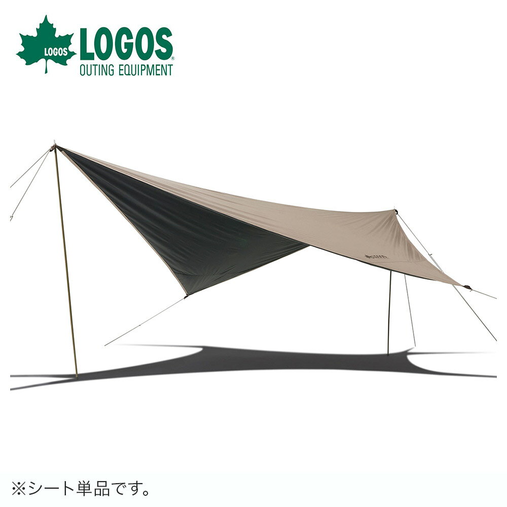 LOGOS（ロゴス）Tradcanvas ソーラーツーリングタープ 総重量：（約）1.2kg サイズ：（約）幅430×奥行440cm 収納サイズ：（約）幅48×奥行10×高さ10cm 構　成：シート、ペグ、ロープ、収納バッグ 主素材：［シート］難燃性バルキーポリ（耐水圧2000mm、UV-CUT加工、ソーラーブロック加工） JANコード：4981325503635 ●180cm以上のタープポール使用を推奨しています。 ※シート、ロープ、ペグのセットになります。 タープポールは別途必要となります。 ※製品は予告なく仕様を変更する場合があります&#9654;テント &#9654;アウトドアテーブル &#9654;アウトドアチェア &#9654;アウトドアグリル &#9654;クーラーボックス &#9654;保冷剤