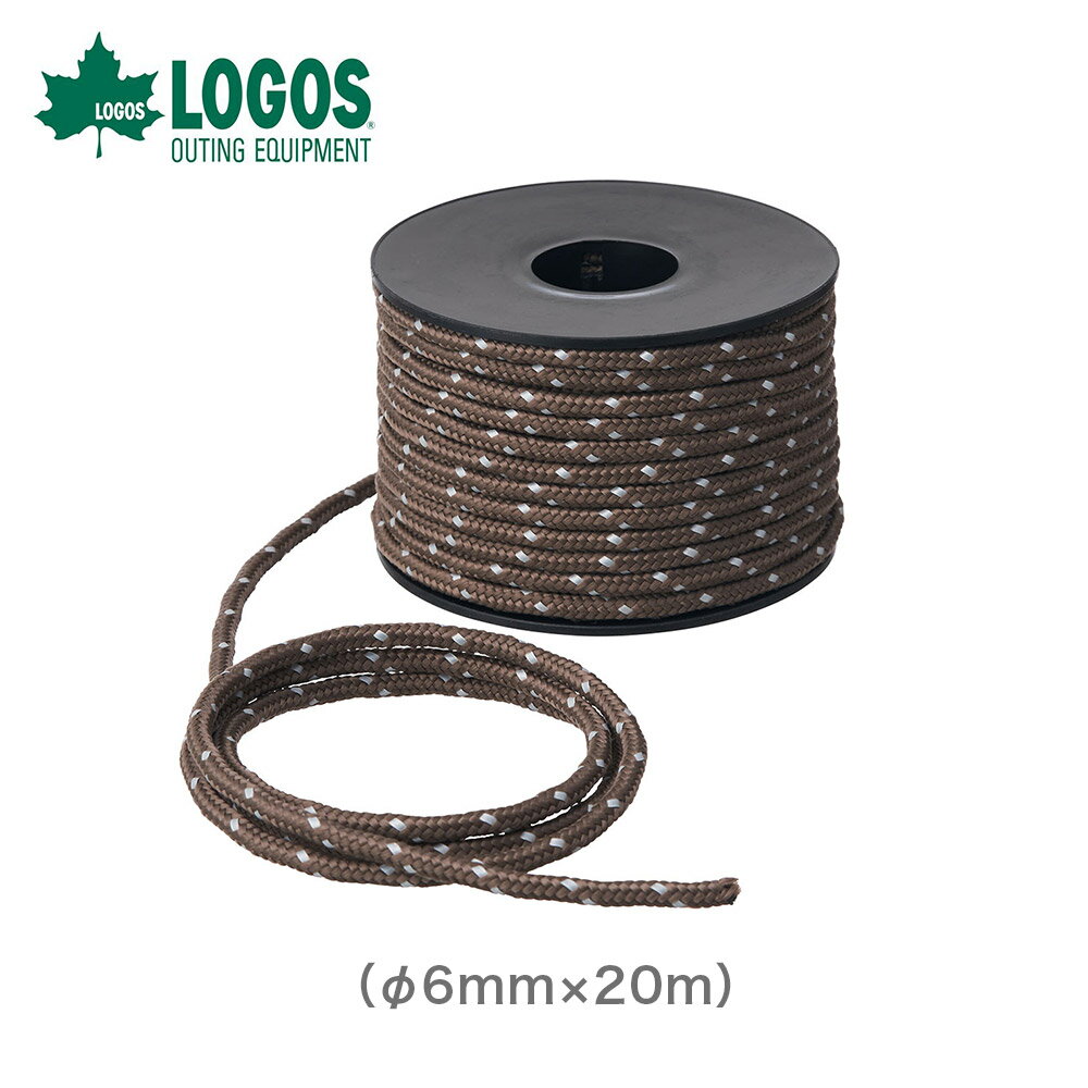 LOGOS（ロゴス）タフ・リフレクターガイロープ（φ6mm×20m） サイズ：（約）長さ20m×直径6mm 主素材：ポリプロピレン/高強度ポリエステル 性能/特長： ・特別な3×5芯材を採用 ・テントやタープの固定に便利な直径6mmのタフガイロープ ・通常のテント張り綱の約3倍の強度 ・使いやすいボビンロールタイプで、アウトドアシーンで大活躍 ※製品は予告なく仕様を変更する場合があります通常のテント張り綱の約3倍の強度！ 反射材入りで夜間も安心！ 通常テント張り綱の3倍強度のロープ。反射材を編み込むことで夜間の視認性がUP。 使いやすいボビンロールタイプで、アウトドアシーンで活躍します。 ライトが当たると反射して夜でも見つけやすい 反射材を編み込むことで、ライトに反射するので、夜間の視認性がUP。 通常テント張り綱の約3倍の強度！ 強度抜群！通常テント張り綱の3倍もの強度のロープ。 &#9654;テント &#9654;アウトドアテーブル &#9654;アウトドアチェア &#9654;アウトドアグリル &#9654;クーラーボックス &#9654;保冷剤
