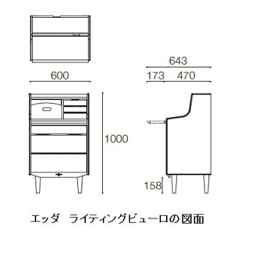 ライティングビューロ　EDDA（エッダ）DB30102M−EL000中央部に象嵌細工入りアカシアマンギウム無垢材、荏胡麻オイル仕上げ(国産天然オイル)送料無料（玄関前配送）北海道、沖縄、離島は別途お見積り