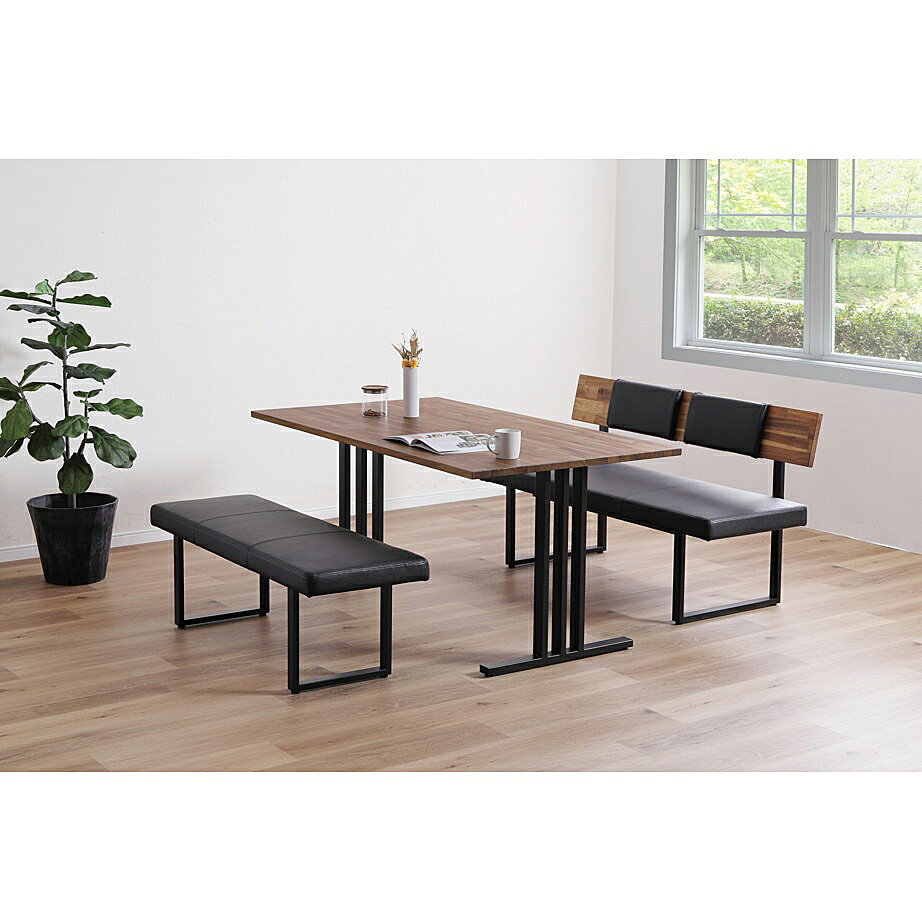 シギヤマ家具製 120ベンチ コレクト脚:アイアンオイル塗装張地:合成皮革(BK)送料無料(玄関前配送) 北海道・沖縄・離島はお見積り [3]
