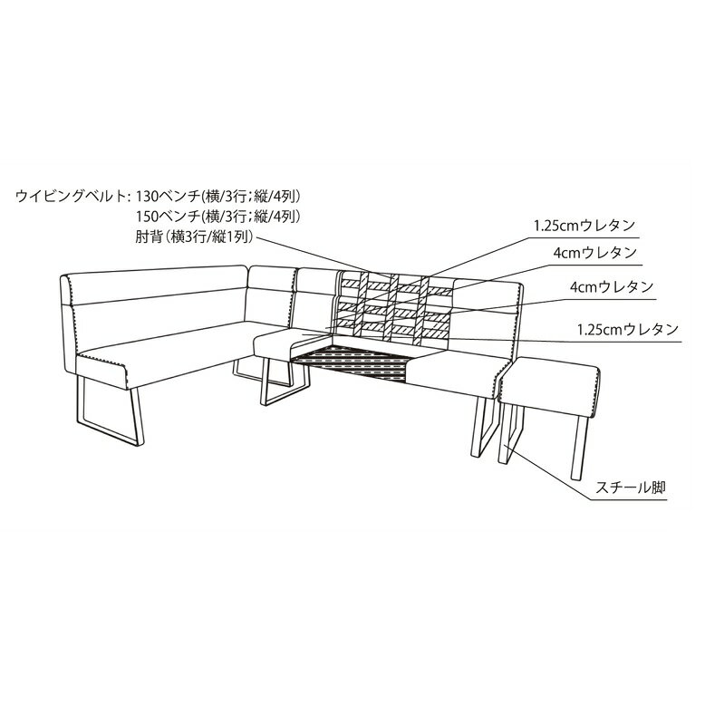 スツール ドルチェラ張地:テックレザー(布)脚:スチール生地:ダークグレー座:ウレタン送料無料(玄関前配送)北海道・沖縄・離島は除く [2]