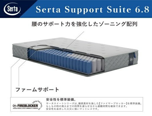 【開梱設置送料無料】ポケットコイルマットレスSerta（サータ）Support Suite6.8（サポートスイート6.8）3ゾーンポケットコイル（交互配列）5サイズ対応（PS/SD/D/Q1/Q2）開梱設置送料無料北海道、沖縄、離島は除く