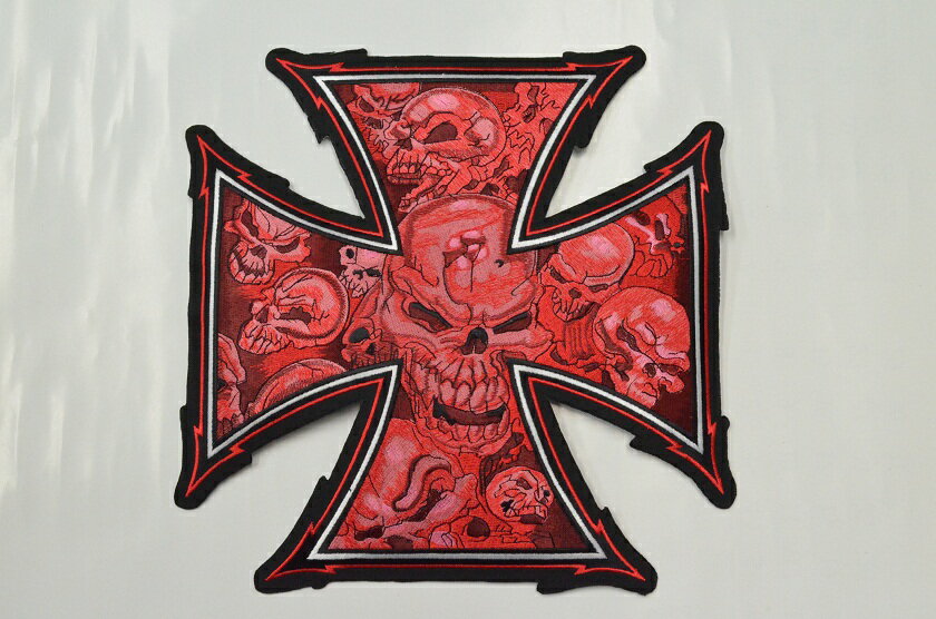 U.S.A直輸入！アメリカンワッペン　RED IRON CROSS SKULL　世界で一つだけのワイルドなオリジナルJKTが簡単に出来る！！