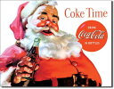 1046Santa Coke TimeCoca−Cola コカコーラ コークサンタ　クリスマスアメリカン雑貨　ブリキ看板Tin Sign　ティンサイン3枚以上で送料無料！