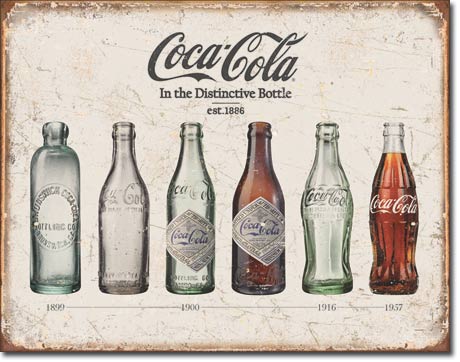 1839COKE Bottle Evolutionコカコーラ　コーク　ボトルアメリカン雑貨　ブリキ看板Tin Sign　ティンサイン3枚以上で送料無料！