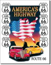 0605Route 66 America's Highwayルート66 アメリカズハイウェイアメリカン雑貨　ブリキ看板Tin Sign　ティンサイン3枚以上で送料無料！