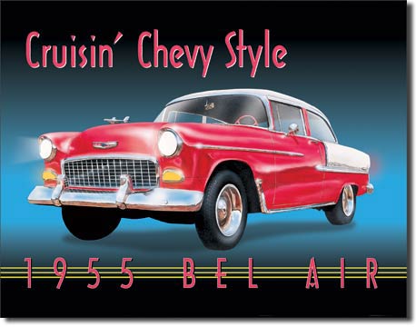 0728Chevy　BEL AIR 1955シェビー　ベルエアーアメリカン雑貨　ブリキ看板Tin Sign　ティンサイン3枚以上で送料無料！