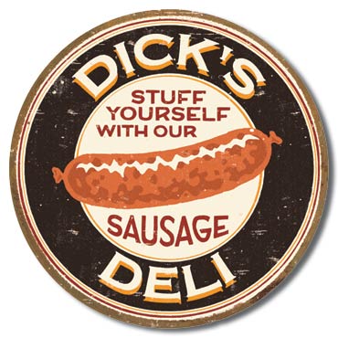 1191Dick 039 s Deli Sausageソーセージ ウインナーアメリカン雑貨 ブリキ看板Tin Sign ティンサイン3枚以上で送料無料！