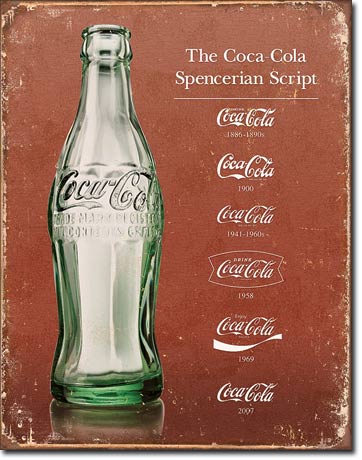 1952COKE Script Heritage Bottleコカコーラ　コーク　ボトル　ロゴアメリカン雑貨　ブリキ看板Tin Sign　ティンサイン3枚以上で送料無料！