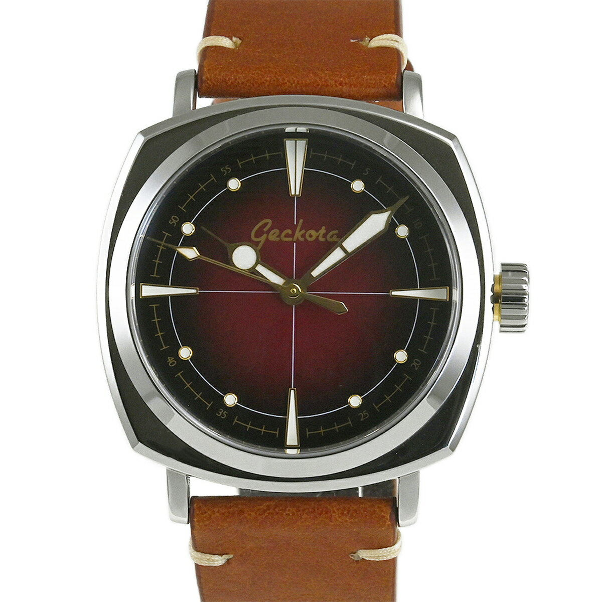 ☆夏のBIGSALE☆【中古】Geckota ゲッコータ パイオニア オートマチックウォッチ ブラッシュドレッドダイヤル 147EE【その他のブランド】