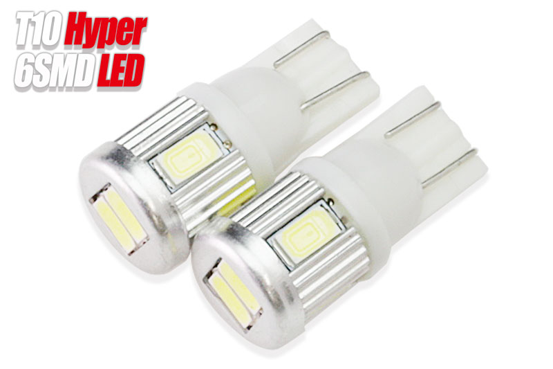 LED T10 ホワイト Hyper 6SMD 超高輝度 ウェッジバルブ 送料無料