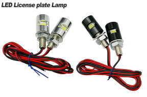 LEDナンバー灯 ボルト バイク＆車のナンバー灯 2個1セット ホワイト発光 フェンダーレス(シルバー・ブラック)送料無料