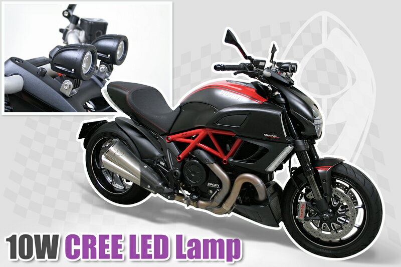 バイクランプ LED (フォグランプ・ドライビングランプ）作業灯・補助灯 10W高輝度Cree LED使用 スポット・ワイドの2タイプのレンズ有 超コンパクト 防水IP67 9V~60V 送料無料
