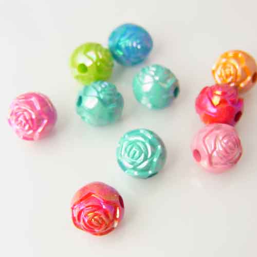 Rakuten - ローズビーズ8mm”カラーアソート”【4414】80個入り　〜手芸 アクセサリー パーツ ハンドメイド 手作り 大量 クラフト コサージュ 金具 安全 おすすめ 激安 プラバン 造花 つまみ細工 和風 バッジ 台座 土台 作品 根付 縁起 キーホルダー〜