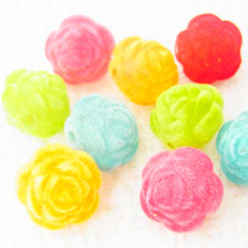 起毛ヘアゴムビーズ　ローズ”カラーアソート”20個入り【4422】　〜手芸 アクセサリー パーツ ハンドメイド 手作り 大量 クラフト コサージュ 金具 安全 おすすめ 激安 プラバン 造花 つまみ細工 和風 バッジ 台座 土台 作品 根付 縁起 キーホルダー〜