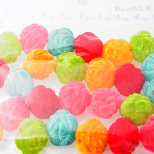 起毛ヘアゴムビーズ　ローズ”カラーアソート”20個入り【4422】　〜手芸 アクセサリー パーツ ハンドメイド 手作り 大量 クラフト コサージュ 金具 安全 おすすめ 激安 プラバン 造花 つまみ細工 和風 バッジ 台座 土台 作品 根付 縁起 キーホルダー〜