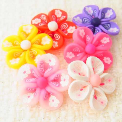 樹脂粘土 FIMOみやび桜”カラーアソート”【4429】6個入り 〜手芸 アクセサリー パーツ ハンドメイド 手作り 大量 クラフト コサージュ 金具 安全 おすすめ 激安 プラバン 造花 つまみ細工 和風 バッジ 台座 土台 作品 根付 縁起 キーホルダー〜