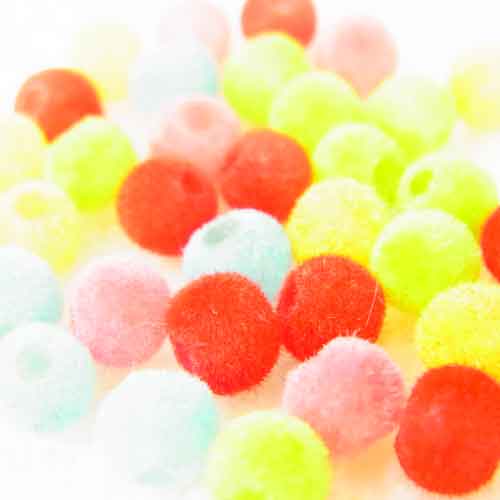 起毛ミニビーズ”カラーアソート”【4440】120個入り　〜手芸 アクセサリー パーツ ハンドメイド 手作り 大量 クラフト コサージュ 金具 安全 おすすめ 激安 プラバン 造花 つまみ細工 和風 バッジ 台座 土台 作品 根付 縁起 キーホルダー〜