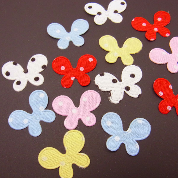 水玉ちょうちょのモチーフ【4498】120個〜手芸 アクセサリー パーツ ハンドメイド 手作り 大量 クラフト コサージュ 金具 安全 おすすめ 激安 造花 つまみ細工 和風〜