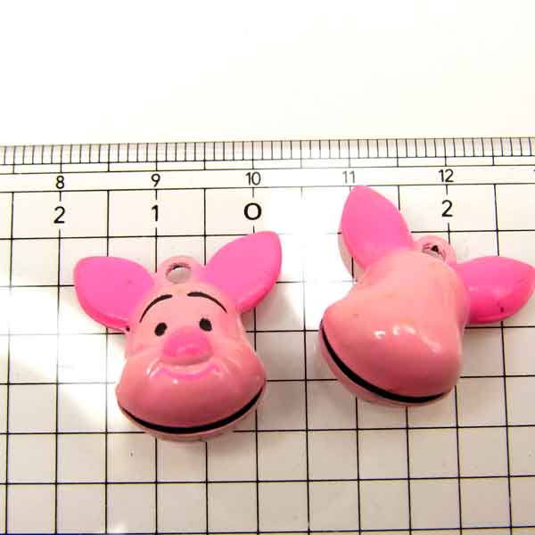 ピンクのぶたさん鈴　6個入り 【SZ-21】〜鈴　手芸 アクセサリー パーツ ハンドメイド 根付 キーホルダー 縁起 お守り 魔除け ストラップ パーツ 和風〜 auc-bioiv-10003634 おしゃれ工房ビオーブ サンプル画像2