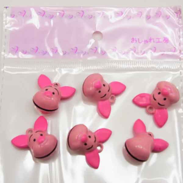 ピンクのぶたさん鈴　6個入り 【SZ-21】〜鈴　手芸 アクセサリー パーツ ハンドメイド 根付 キーホルダー 縁起 お守り 魔除け ストラップ パーツ 和風〜 auc-bioiv-10003634 おしゃれ工房ビオーブ サンプル画像3