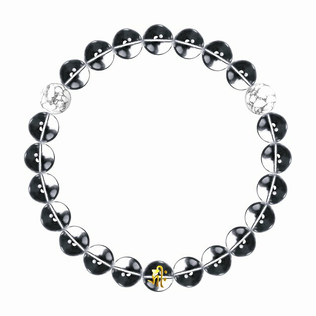 数珠 ブレスレット オラオラ系 数珠ブレスレット ヤクザ ヤンキー 標準8mm 水晶 ハウライト 梵字 楽ギフ_包装 紳士 Men's メンズ ファッション アクセサリー ちょいワル 悪羅悪羅系