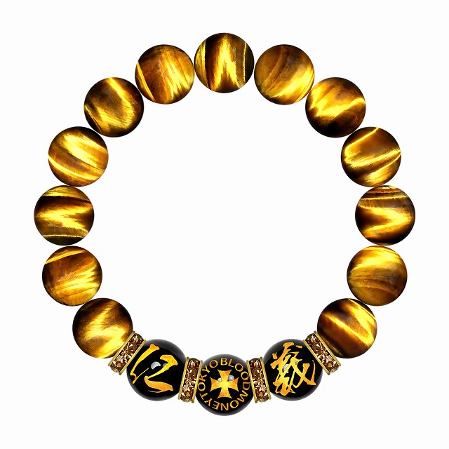 数珠 ブレスレット オラオラ系 数珠ブレスレット ヤクザ ヤンキー 太め14mm ロンデル×仁義 クロス 虎目..