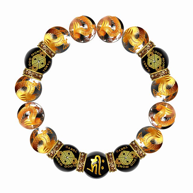 定形外郵便送料無料 数珠 ブレスレット オラオラ系 数珠ブレスレット ヤクザ ヤンキー 太め14mm ロンデル×菱 金龍水晶 梵字オニキス 彫刻 楽ギフ_包装 紳士 Men's メンズ ファッション アクセサリー ちょいワル 悪羅悪羅系
