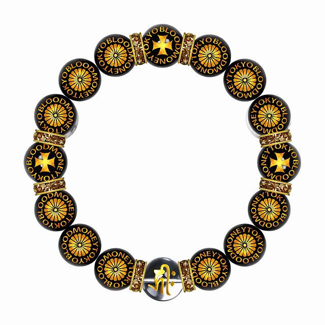 定形外郵便送料無料 数珠 ブレスレット オラオラ系 数珠ブレスレット ヤクザ ヤンキー 太め14mm ロンデル×クロス 菊B 梵字水晶 彫刻 楽ギフ_包装 紳士 Men's メンズ ファッション アクセサリー ちょいワル 悪羅悪羅系