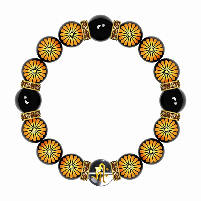 定形外郵便送料無料 数珠 ブレスレット オラオラ系 数珠ブレスレット ヤクザ ヤンキー 太め14mm ロンデル×菊A オニキス 梵字水晶 彫刻 楽ギフ_包装 紳士 Men's メンズ ファッション アクセサリー ちょいワル 悪羅悪羅系