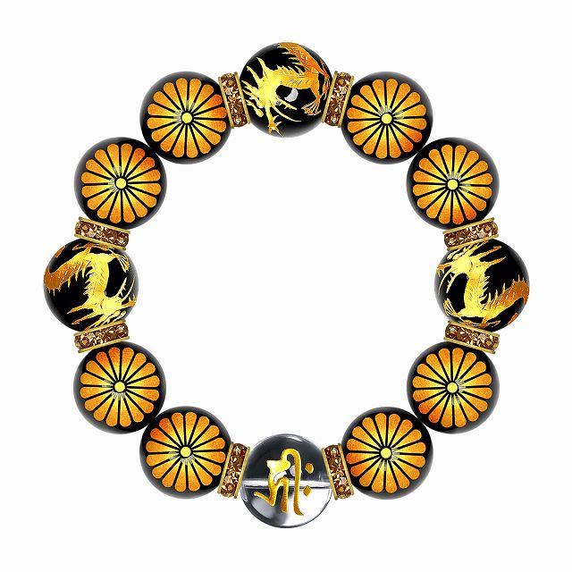 定形外郵便送料無料 数珠 ブレスレット オラオラ系 数珠ブレスレット ヤクザ ヤンキー 超極太18mm ロンデル×菊A 金龍オニキス 梵字水晶 彫刻 楽ギフ_包装 紳士 Men's メンズ ファッション アクセサリー ちょいワル 悪羅悪羅系