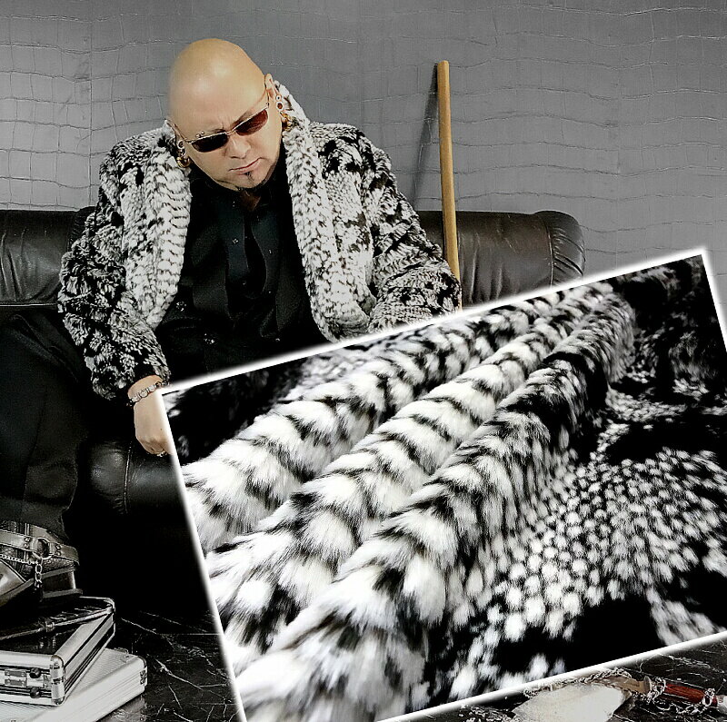 蛇柄ファー ロング丈コート 白×黒 服 オラオラ系 悪羅悪羅系 ヤクザ ヤンキー チョイ悪 チョイワル 派手 防寒 秋冬物 メンズ ファッション