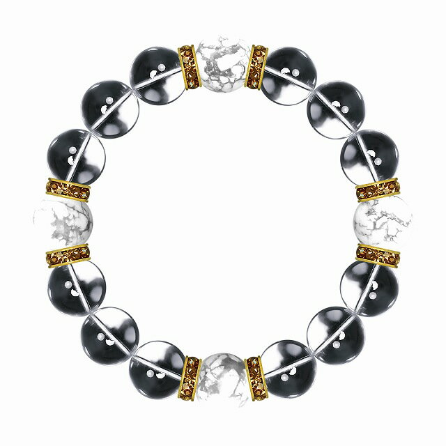数珠 ブレスレット オラオラ系 数珠ブレスレット ヤクザ ヤンキー 太め14mm ロンデル×水晶&ハウライト 楽ギフ_包装 紳士 Men's メンズ ファッション アクセサリー ちょいワル 悪羅悪羅系