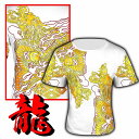 昇り龍柄 半袖Tシャツ 白×金 和柄 服 オラオラ系 悪羅悪羅系 ヤクザ ヤンキー チョイ悪 チョイワル 派手 メンズ ファッション