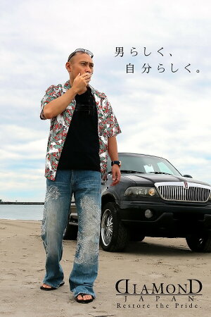 アロハシャツオラオラ系ヤクザヤンキーオラオラ悪羅悪羅dj-028白半袖シャツ夏物龍総柄和柄紳士Men'sメンズちょいワル悪羅悪羅系派手