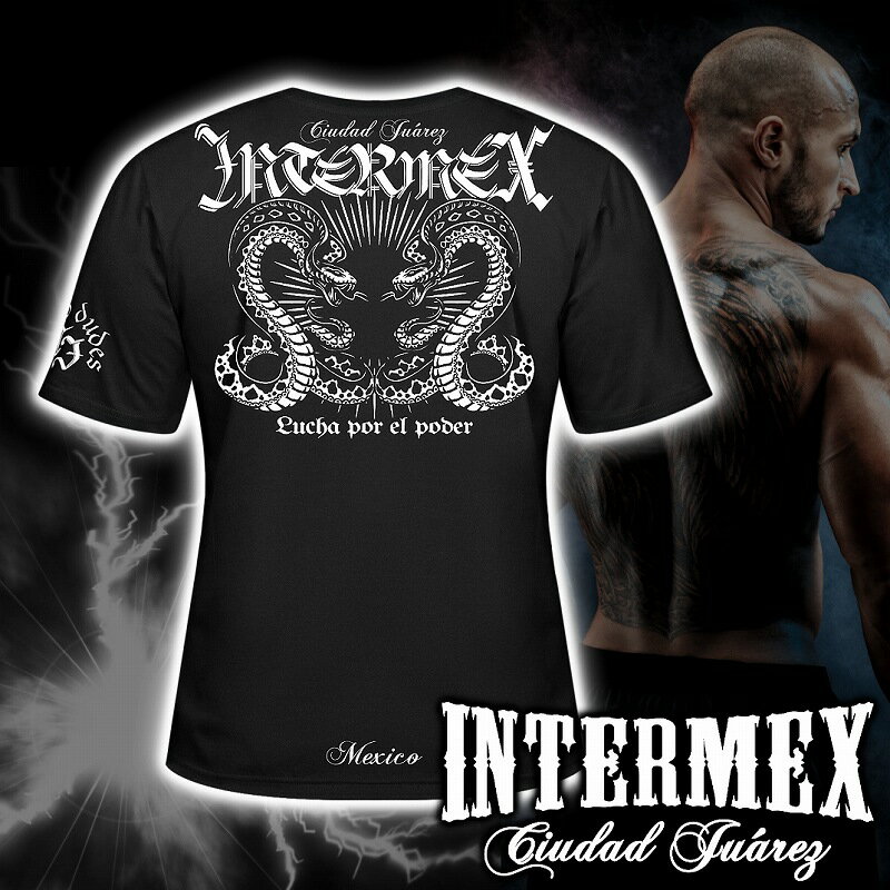 半袖 Tシャツ 服 INTERMEX (インターメックス) コブラ 蛇 itm-056 黒 白 ギャング バイカー ライダース バイク乗り B系 HIPHOP系 チカーノ メンズ ファッション ヤクザ ヤンキー オラオラ系 派手 3