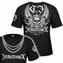 【L,XL：5月13日頃入荷予定】 半袖 Tシャツ 服 INTERMEX 羽スカル チェーン itm-014黒 白 ギャング バイカー ライダース バイク乗り B系 HIPHOP系 チカーノ メンズ ファッション ヤクザ ヤンキー オラオラ系 派手