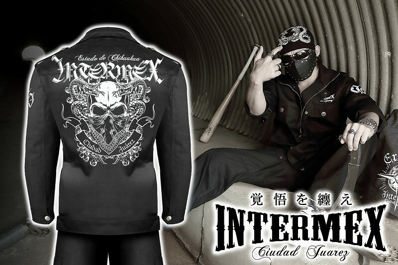 全刺繍 コブラスカル 作業着 上下セット 服 INTERMEX ITM-052 ギャング バイカー系 メンズファッション オラオラ系 蛇 パイソン ヤンキー 服...