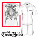 半袖 セットアップジャージ (半袖+半ズボン) CH-001 黒白 アポロ柄 服 CROWN HOLDER クラウンホルダー バロック柄 ダンス B系 HIPH...