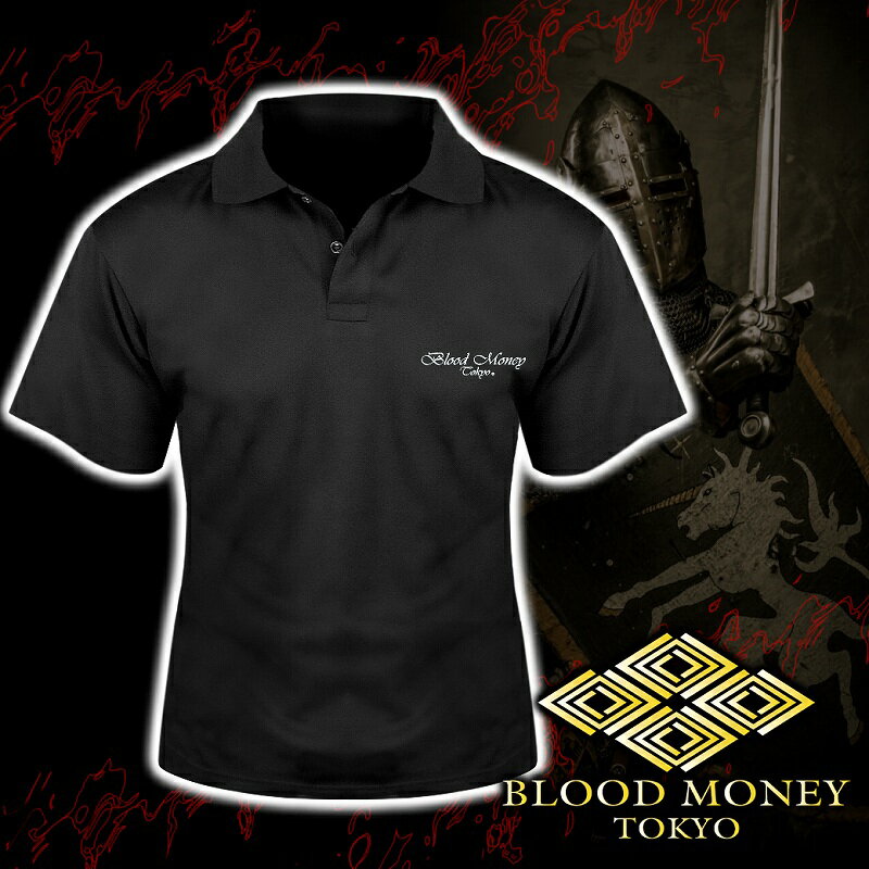 半袖 ポロシャツ 胸刺繍入り 服 BLOOD MONEY TOKYO ブラッドマネートーキョー 龍 炎 梵字 和柄 mbt-23004 黒 白 メンズ ファッション ヤクザ ヤンキー オラオラ系 派手 2