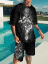 半袖セットアップ ジャージ 032 Tシャツ+ハーフパンツ 上下 派手 ヤクザ ヤンキー オラオラ系 悪羅悪羅 ホスト 服 メンズ ファッション