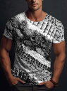 夏物 ド派手 蛇柄プリント 半袖Tシャツ 092 柄シャツ ストリート ダンス HIPHOP B系 ヤクザ ヤンキー オラオラ系 悪羅悪羅 ホスト 服 メンズ ...