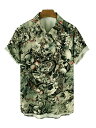 夏物 ド派手 スカル柄プリント 半袖シャツ 108 緑 アロハシャツ 柄シャツ ストリート ダンス HIPHOP B系 ヤクザ ヤンキー オラオラ系 悪羅悪羅 ...