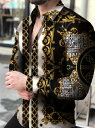 バロック柄長袖シャツ 黒 109 ドレスシャツ Yシャツ 柄シャツ スーツ ホスト ヤクザ ヤンキー オラオラ系 悪羅悪羅 服 メンズ ファッション